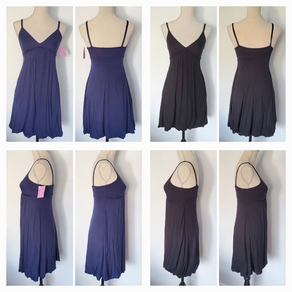 2 Dresses Blue & Black SOPRANO Spaghetti Strap Bubble Hem Size Small